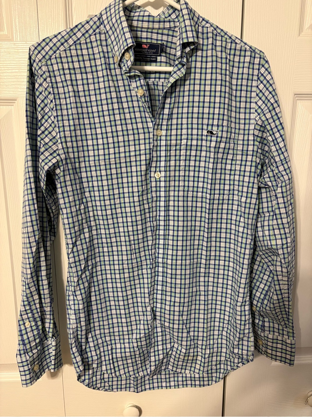 Vineyard Vines Blue and Green Plaid Button-Down Shirt